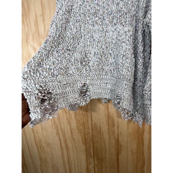 POL Distressed Confetti Knit Hooded Pullover Sweater Cottagecore Boho Chunky M - Picture 12 of 14